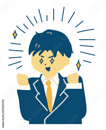 目をキラキラ輝かせる男性