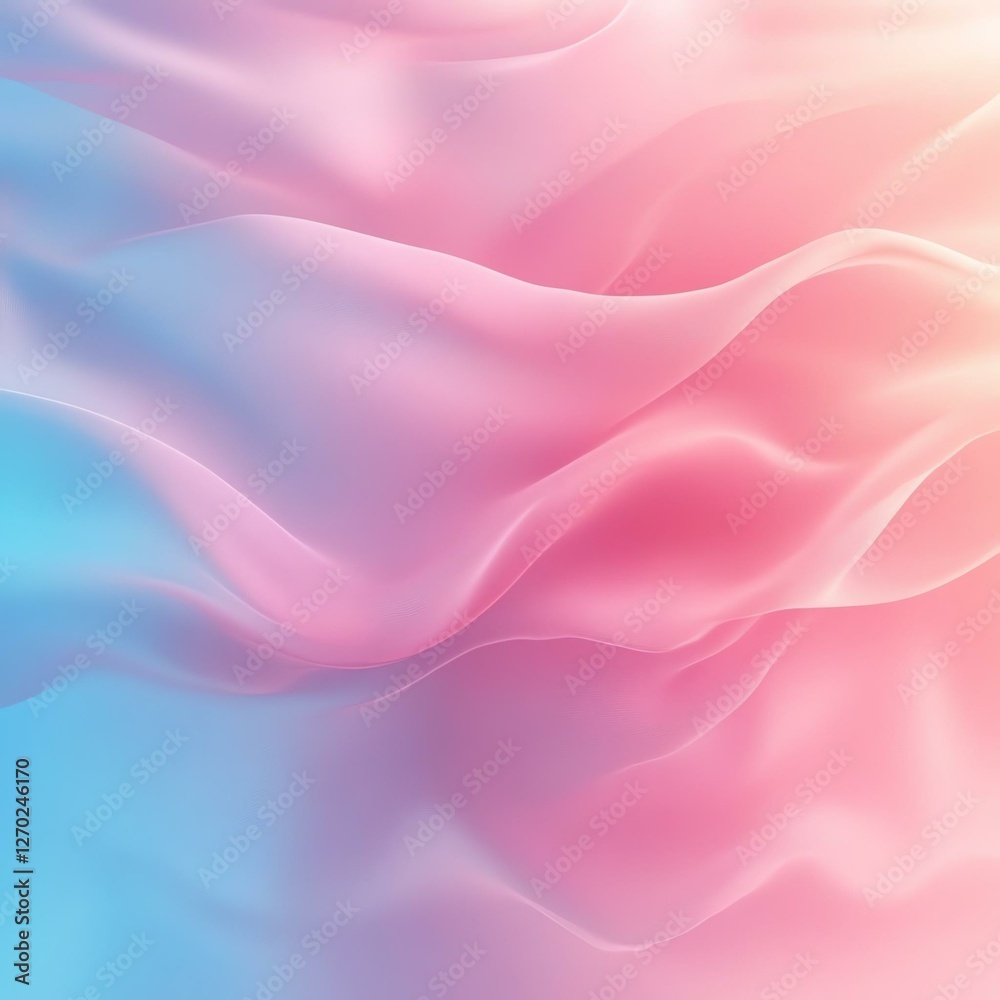 Obraz premium A mesmerizing blend of soft pink and blue fabric waves creates a soothing abstract background