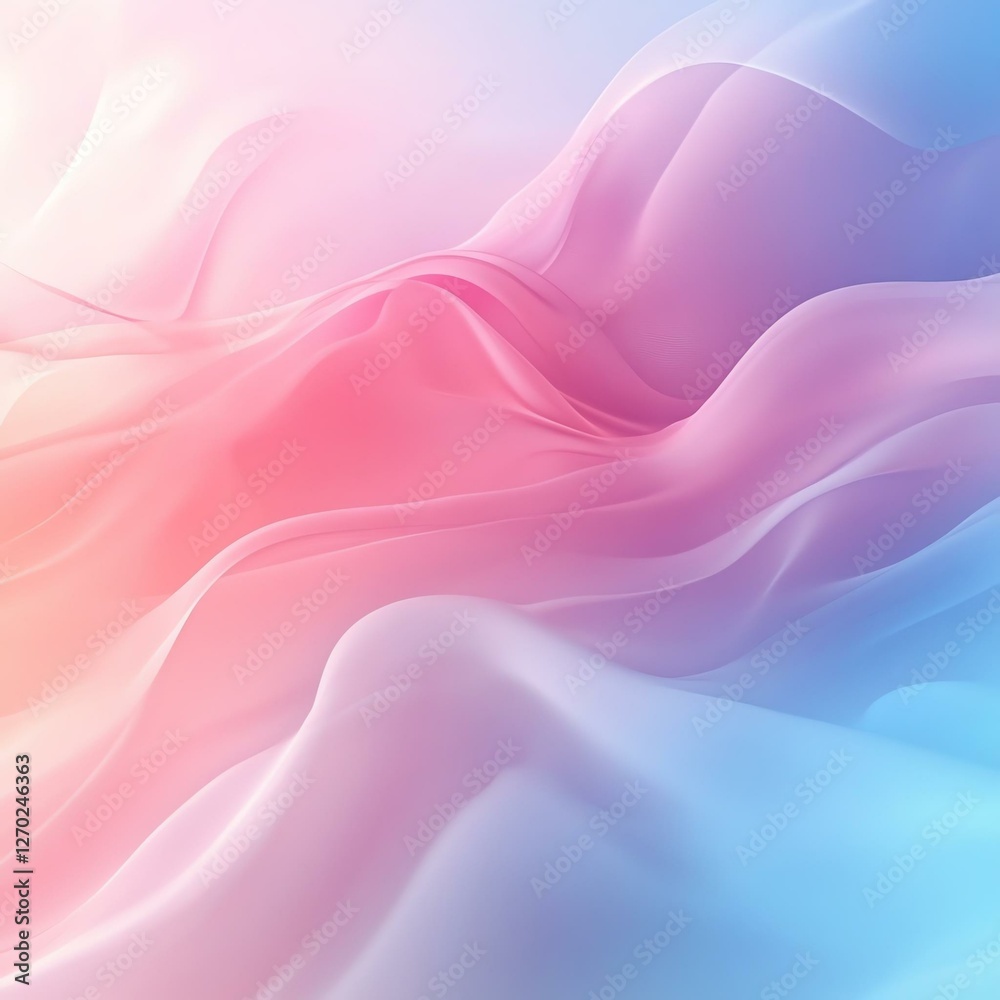 Fototapeta premium A vibrant and fluid abstract background featuring soft waves of pastel colors blending harmoniously. Perfect for creative projects, presentations, or digital art enhancements.