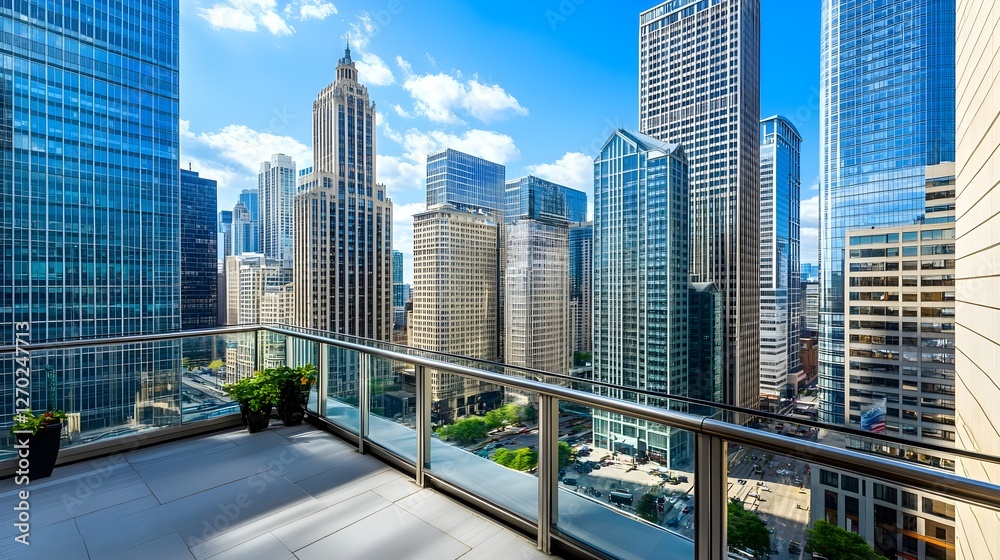 Obraz premium Chicago Cityscape Balcony View - Urban Landscapes