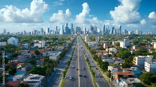 Modern City Skyline & Avenue Aerial - Aerial Views
