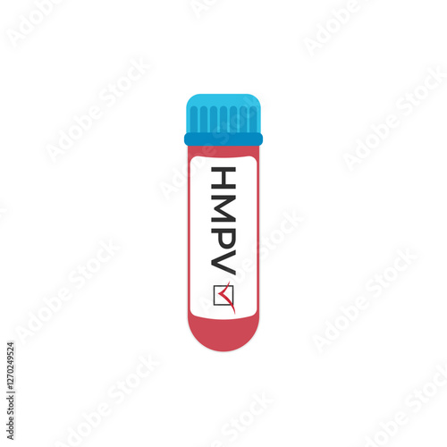 Blood test tube icon flat vector. Review clinical body. Machine diagnosis HMPV, Human Metapneumo Virus