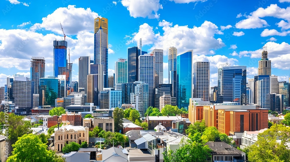 Fototapeta premium Melbourne Skyline, Modern Cityscape, Australia - Urban exploration