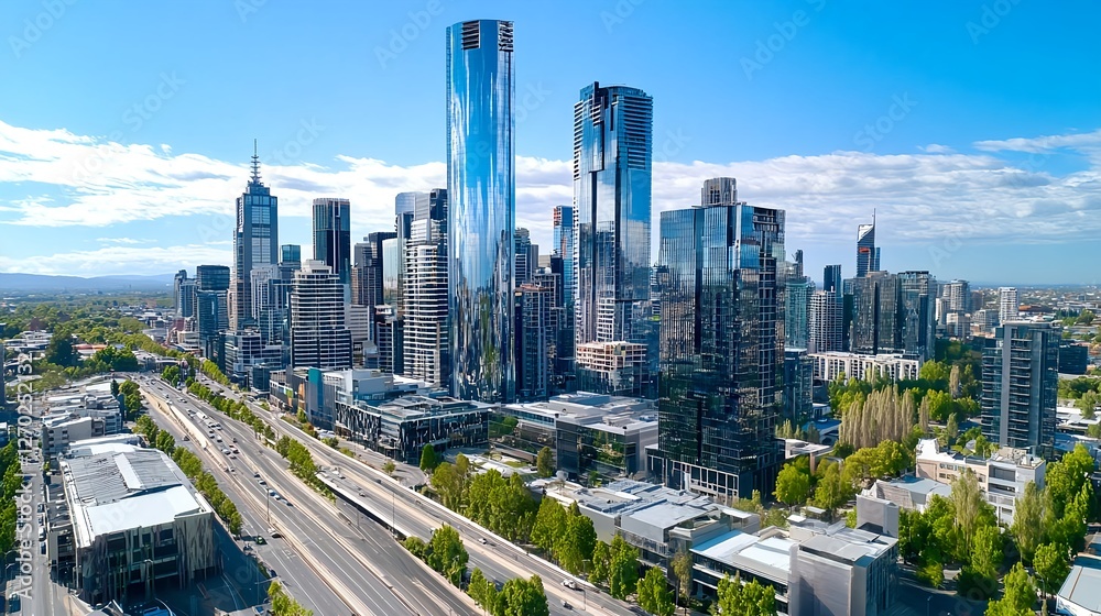 Obraz premium Melbourne City Skyline Aerial View - Aerial perspectives