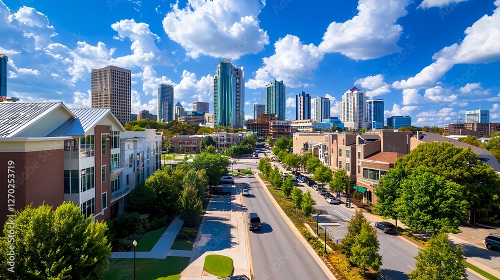 Downtown Skyline Cityscape, Modern Urban Scene - Aerial Views Downtown Skyline Cityscape, Modern Urban Scene - Aerial Views