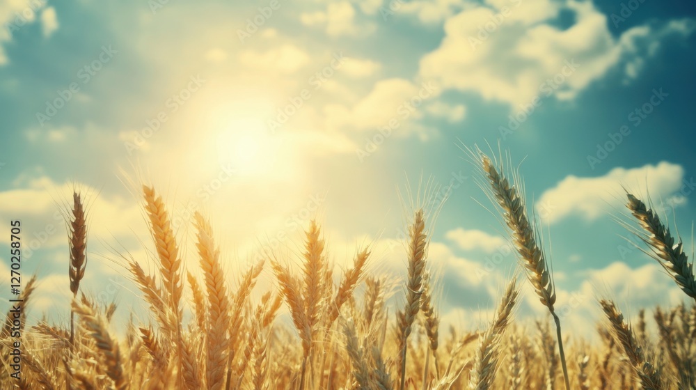 Fototapeta premium In the Heart of the Wheat Fields on a Sunny Day