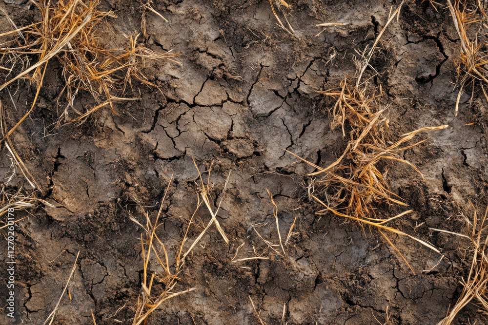 Crops struggle to grow in a dry cracked field. Climate change and agriculture Crops struggle to grow in a dry cracked field. Climate change and agriculture
