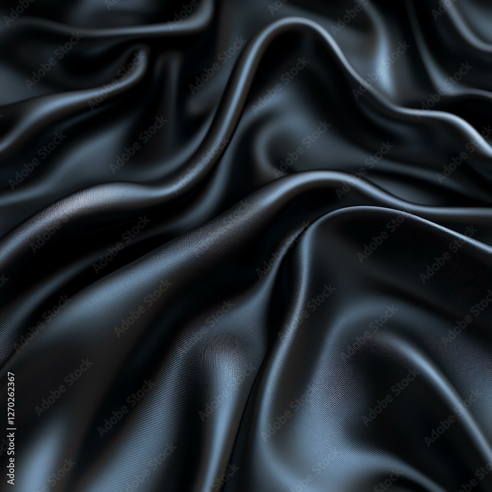 Fototapeta premium High-quality close-up of black silk fabric with smooth, flowing texture