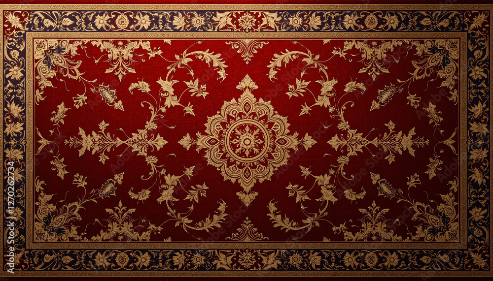 Detailed Red Carpet With Gold Pattern Detailed Red Carpet With Gold Pattern