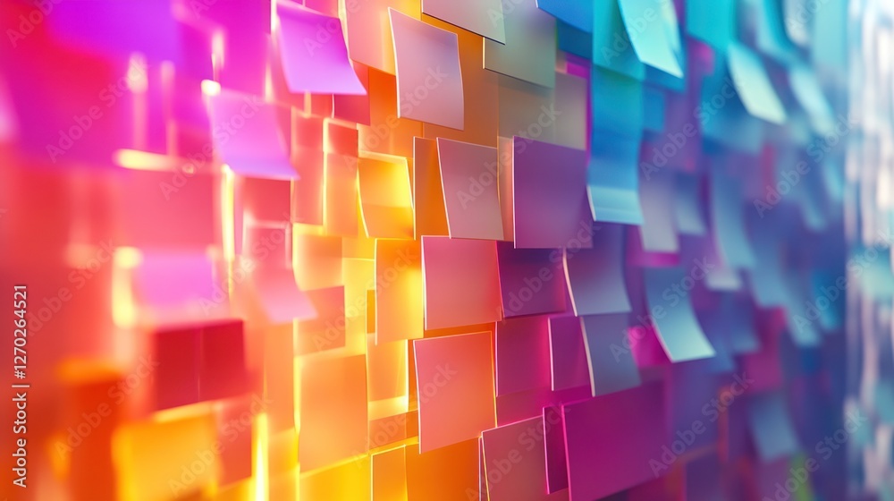 Obraz premium Colorful sticky notes creating a vibrant wall display