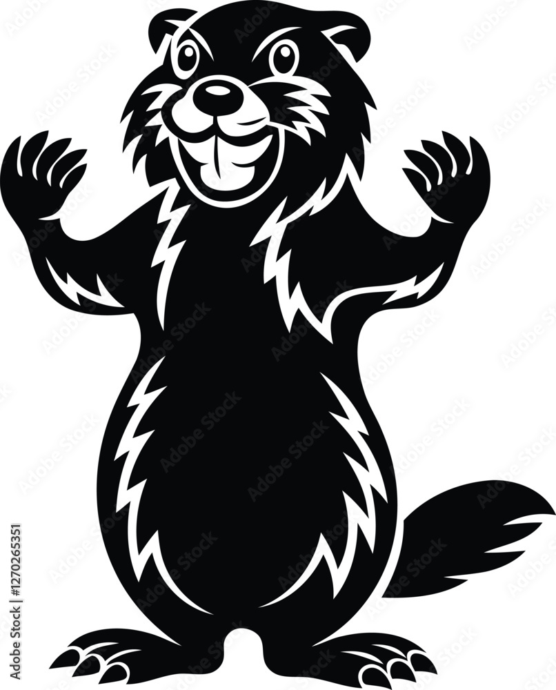 Cute smiling Cartoon beaver vector illustration, Cartoon beaver silhouette vector art, Cartoon beaver line art vector Cute smiling Cartoon beaver vector illustration, Cartoon beaver silhouette vector art, Cartoon beaver line art vector