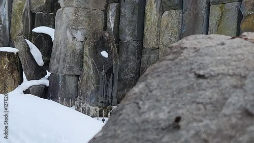 snow covered rock