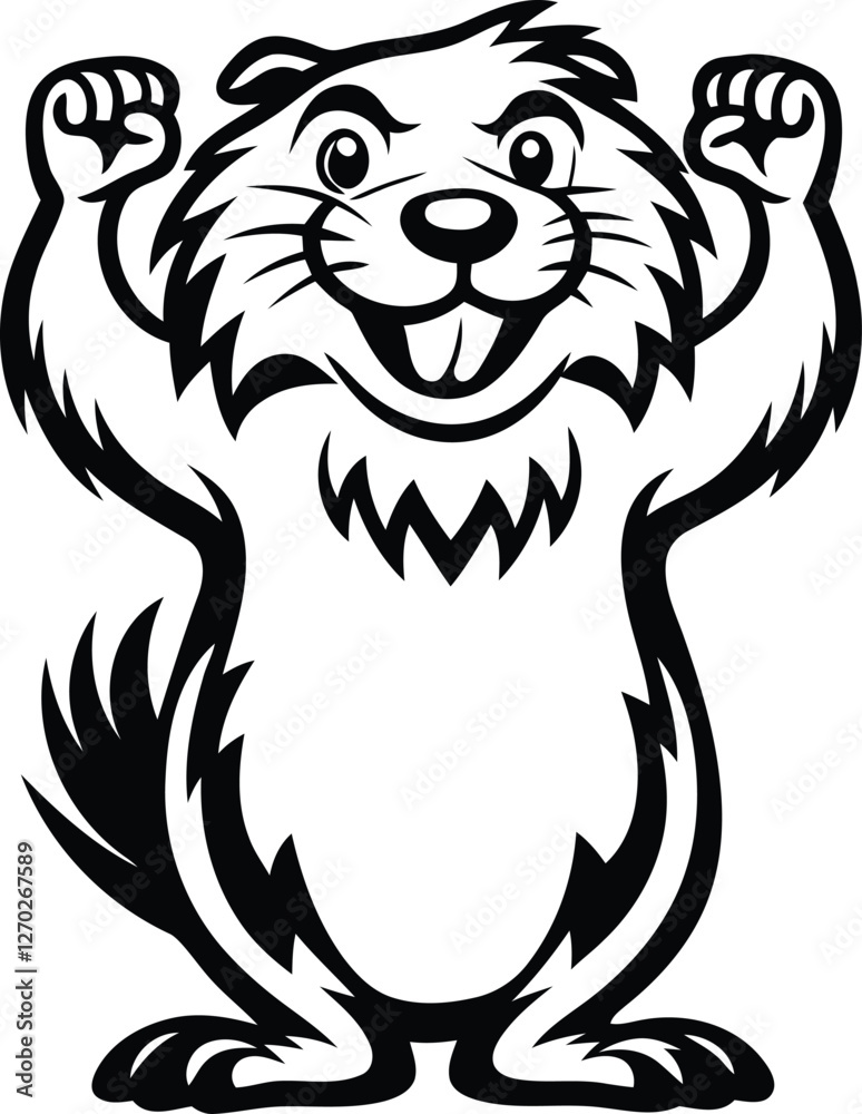 Cute smiling Cartoon beaver vector illustration, Cartoon beaver silhouette vector art, Cartoon beaver line art vector Cute smiling Cartoon beaver vector illustration, Cartoon beaver silhouette vector art, Cartoon beaver line art vector