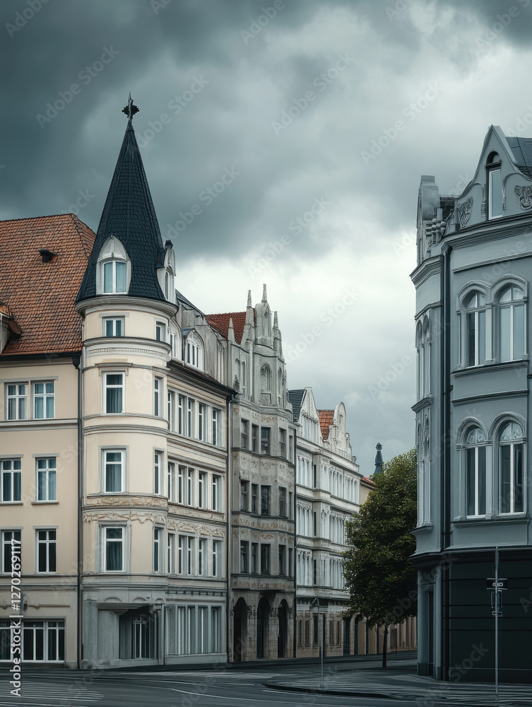 Buildings urban cityscape with overcast sky Buildings urban cityscape with overcast sky