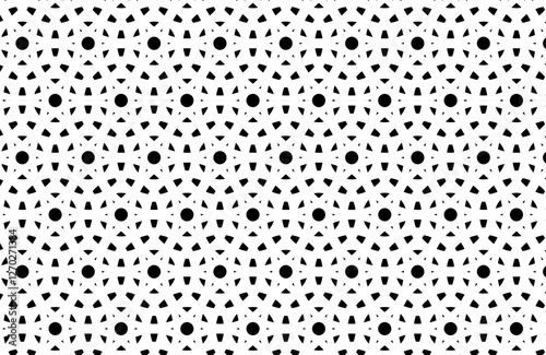 Seamless Pattern Swatch Overlapping White Circles Design Black Background