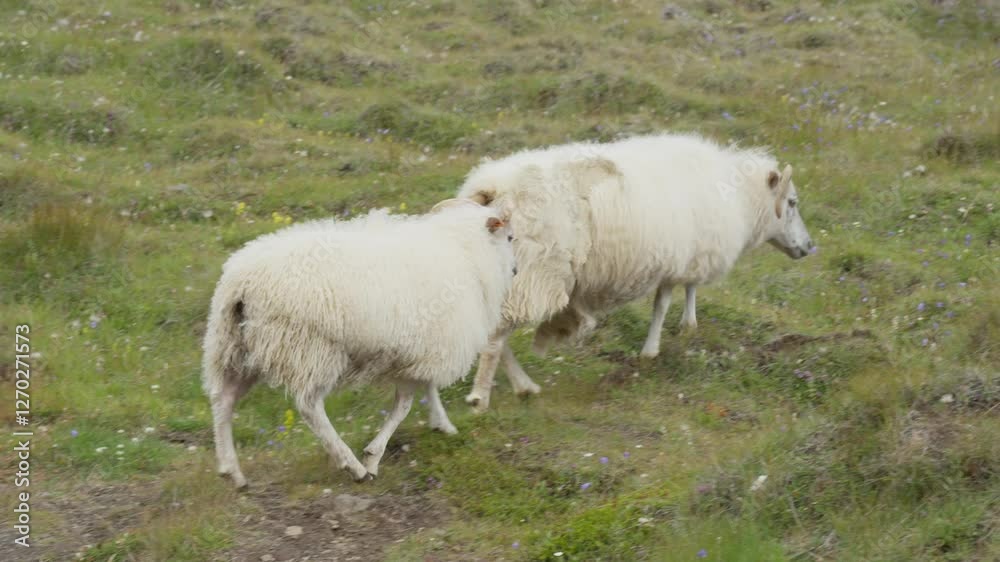 Icelandic Sheep on Hillside. High Quality Video. Icelandic Sheep on Hillside. High Quality Video.