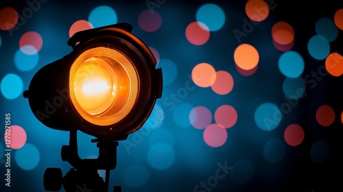 Studio spotlight with bokeh lights.