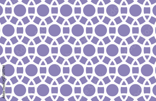 Seamless Pattern Swatch Overlapping White Circles Design Lavender Purple Background