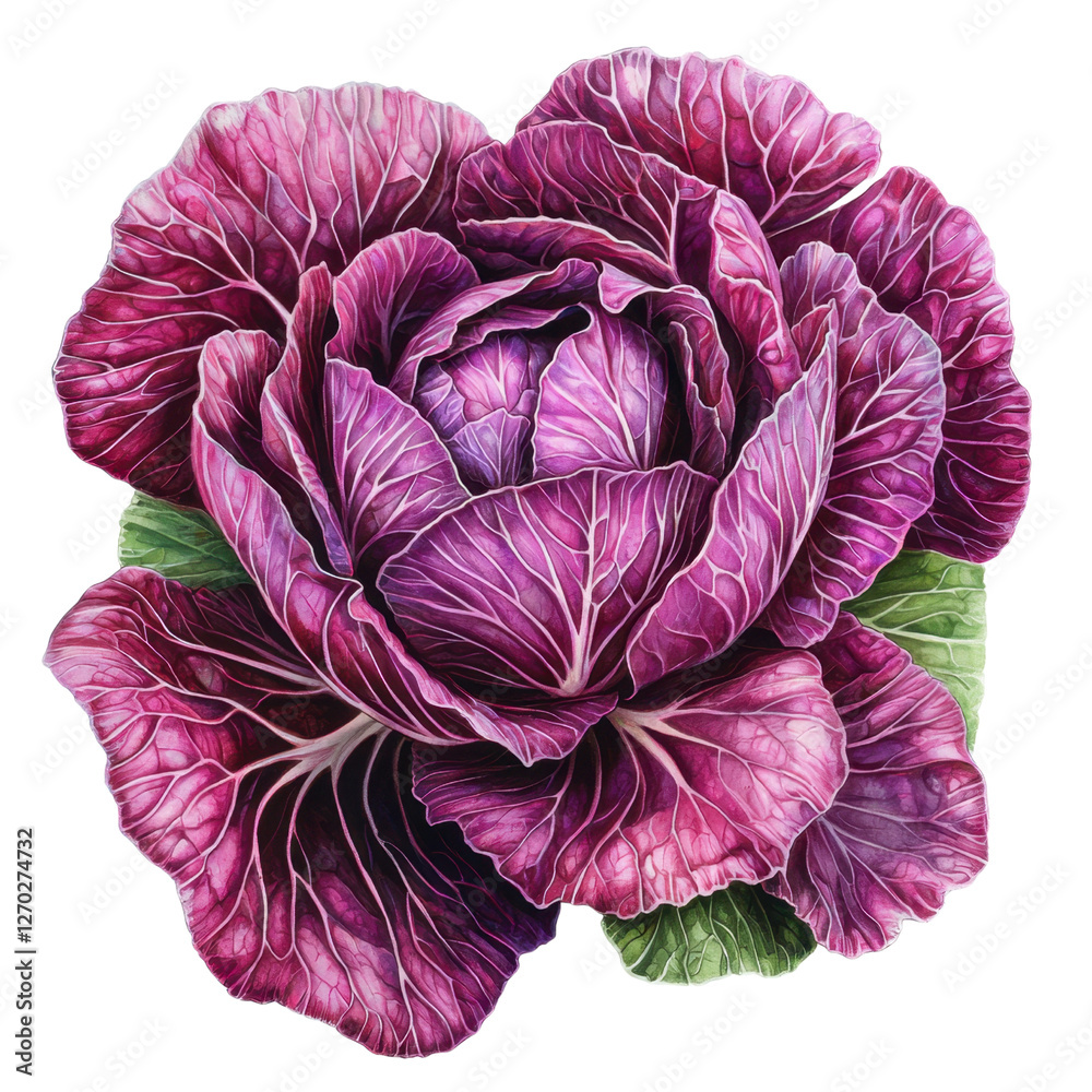 Obraz premium Vibrant Purple Cabbage with Intricate Leaf Patterns and Texture