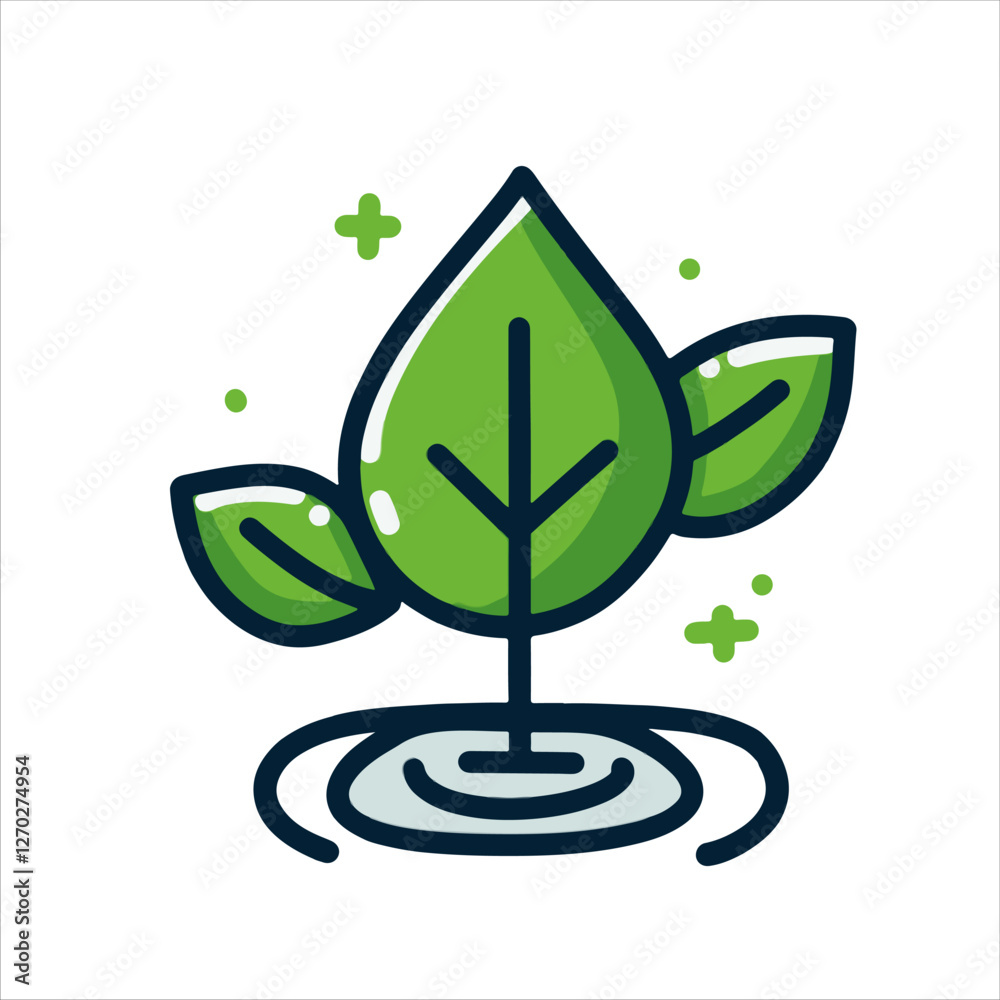 Obraz premium This set of natural-themed icons is designed to be simple and modern, featuring trees, mountains, rivers, the sun, clouds, leaves, butterflies, and flowers. Perfect for eco-friendly and nature-related