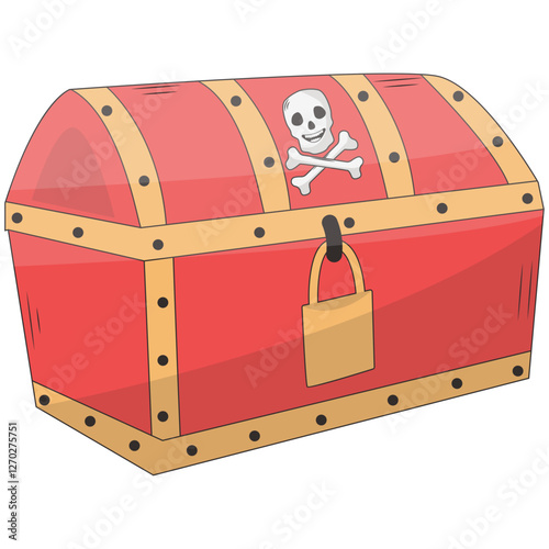 Cute Pirate Treasure Element Isolated on White Background. Flat Cartoon Vector Illustration.