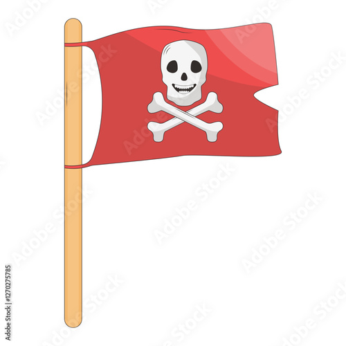 Cute Pirate Treasure Element Isolated on White Background. Flat Cartoon Vector Illustration.
