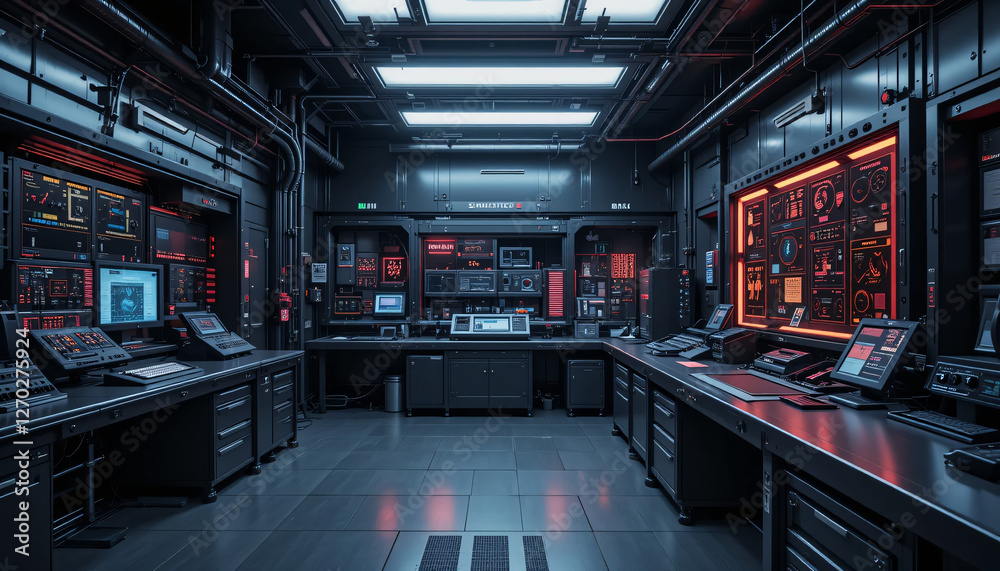 Fototapeta premium Futuristic Pixel Art Control Room