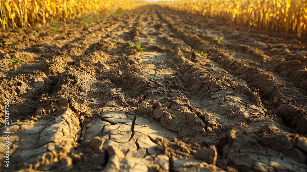 Naklejka premium Agriculture crops grow in dry fields. climate change.