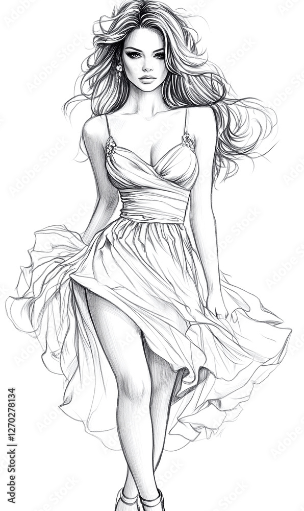 A woman in a white dress is dancing. The dress is flowing and the woman is wearing a pair of earrings A woman in a white dress is dancing. The dress is flowing and the woman is wearing a pair of earrings