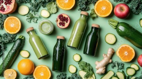 Healthy Green Smoothies and Fresh Fruits
