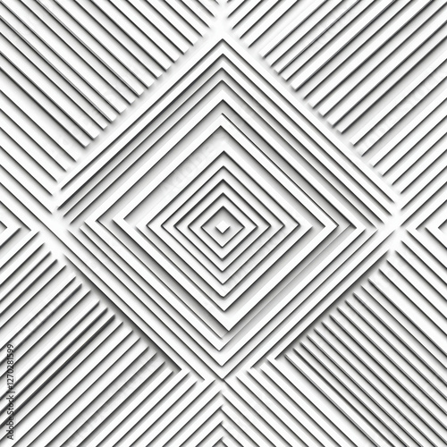 White geometric pattern: nested squares and parallel lines photo