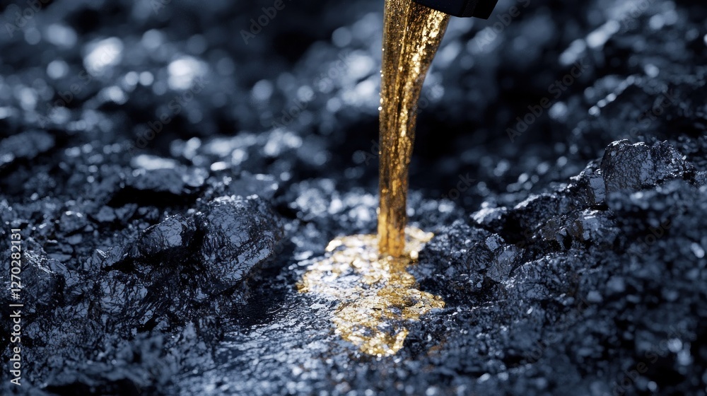 Molten Gold Pouring onto Coal Molten Gold Pouring onto Coal