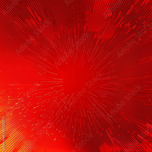 Red radial burst, abstract light streaks, vibrant energy photo