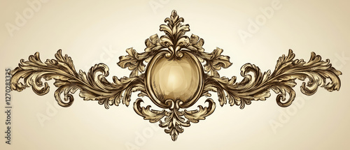 Ornate Baroque frame,  elegant scrollwork, central oval photo