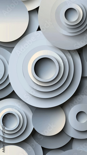 Abstract gray concentric circles layered design photo