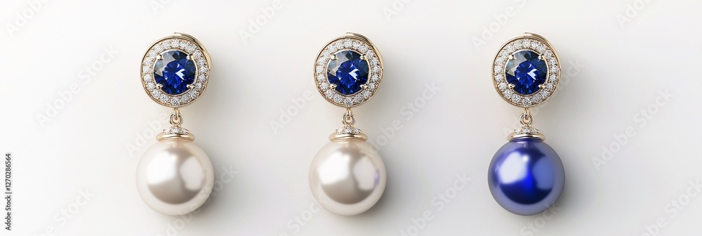 Stunning 3D Render of Luxurious Earrings: Explore Sparkling Diamonds, Deep Blue Sapphires & Lustrous Pearls in Gold and Platinum, Perfect for Jewelry Lovers & Fashion Enthusiasts! Stunning 3D Render of Luxurious Earrings: Explore Sparkling Diamonds, Deep Blue Sapphires & Lustrous Pearls in Gold and Platinum, Perfect for Jewelry Lovers & Fashion Enthusiasts!