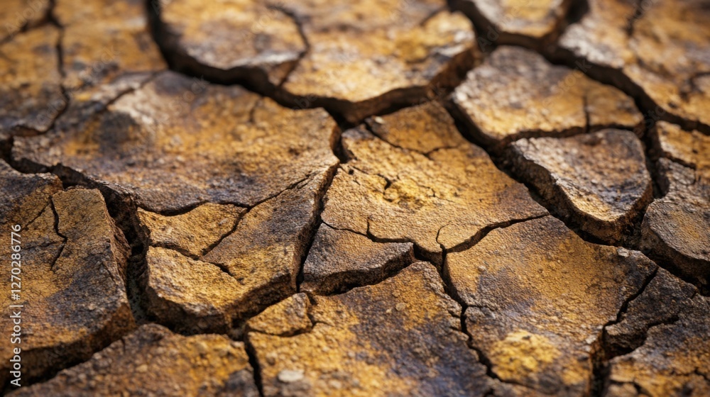 Fototapeta premium Cracked Dry Earth with Warm Crevices – Abstract background