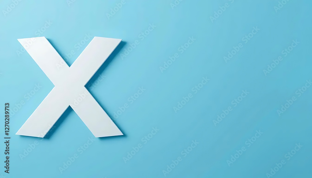 Obraz premium Minimalist White Letter X on Light Blue Background for Design