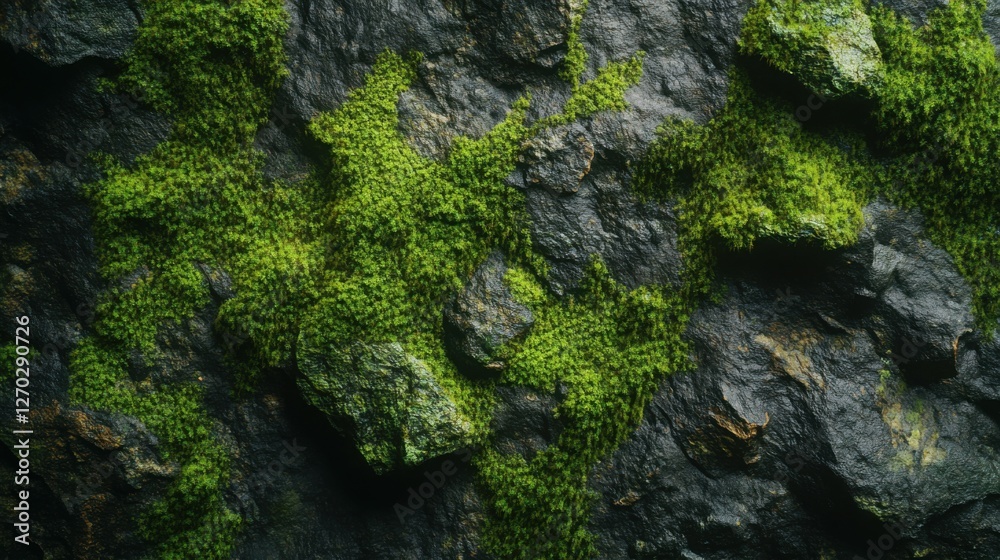Moss-Covered Rocks with Rich Green Textures – Abstract background Moss-Covered Rocks with Rich Green Textures – Abstract background