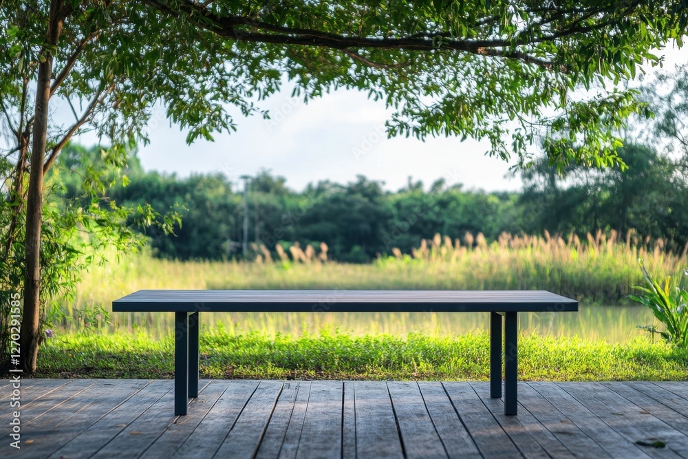 A tranquil outdoor bench set against a lush green landscape, perfect for relaxation and contemplation. Ideal for nature lovers and serene settings. A tranquil outdoor bench set against a lush green landscape, perfect for relaxation and contemplation. Ideal for nature lovers and serene settings.