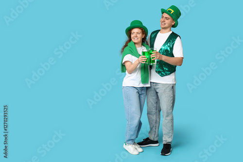 Young couple with beer on b...