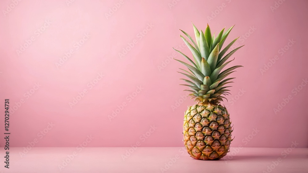 Fresh pineapple fruit isolated on a pastel pink background with subtle texture and soft focus effect , pastel, fruit Fresh pineapple fruit isolated on a pastel pink background with subtle texture and soft focus effect , pastel, fruit