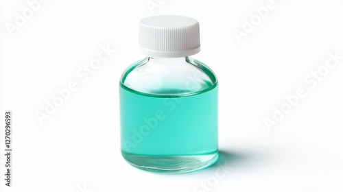 Isolated Hand Sanitizer Bottle on White Background with Blue Liquid