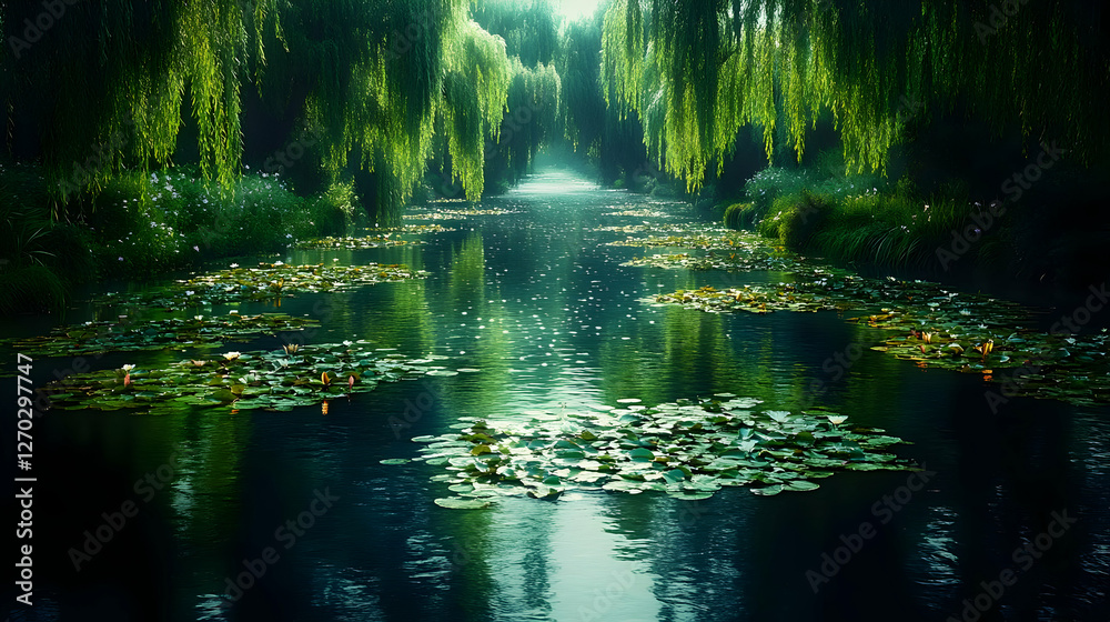 Pixelated Forest Pond Scene With Water Lilies Pixelated Forest Pond Scene With Water Lilies