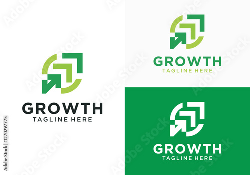 Modern Growth Up logo design. Arrow logo vector graphic icon design. Financial growth logo icon design with leaf and arrow combined for economy, financial investment element symbol