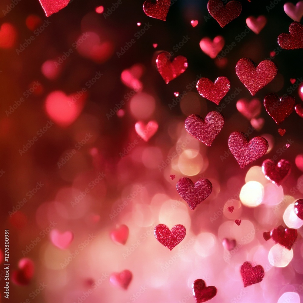 Beautiful abstract background with floating hearts and gentle bokeh effect for romantic themes or celebrations of love, friendship, and affection Beautiful abstract background with floating hearts and gentle bokeh effect for romantic themes or celebrations of love, friendship, and affection
