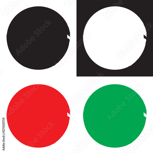 Round brush paint strokes . Vector grunge calligraphic circular smears. Grungy black, white ,red, green Chinese ink dot .Paintbrush line border frames. Japanese ENSO symbols. Vector illustration. 