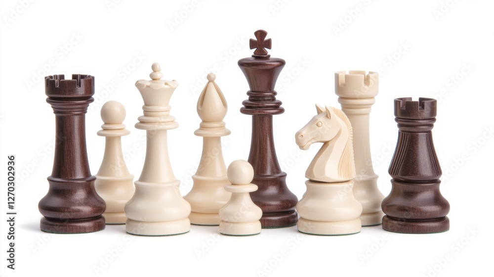 Isolated Chess Pieces on White Background for Creative Projects Isolated Chess Pieces on White Background for Creative Projects