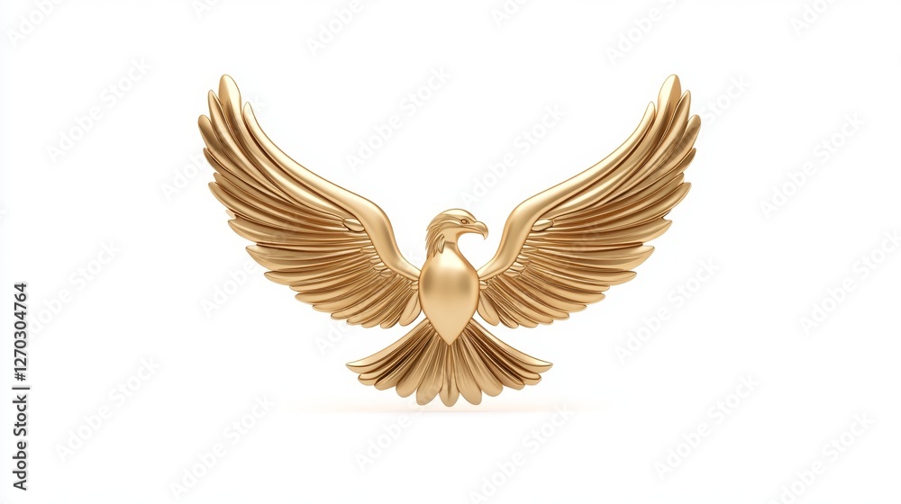 Fototapeta premium Golden Eagle Symbol Representing Financial Independence Isolated