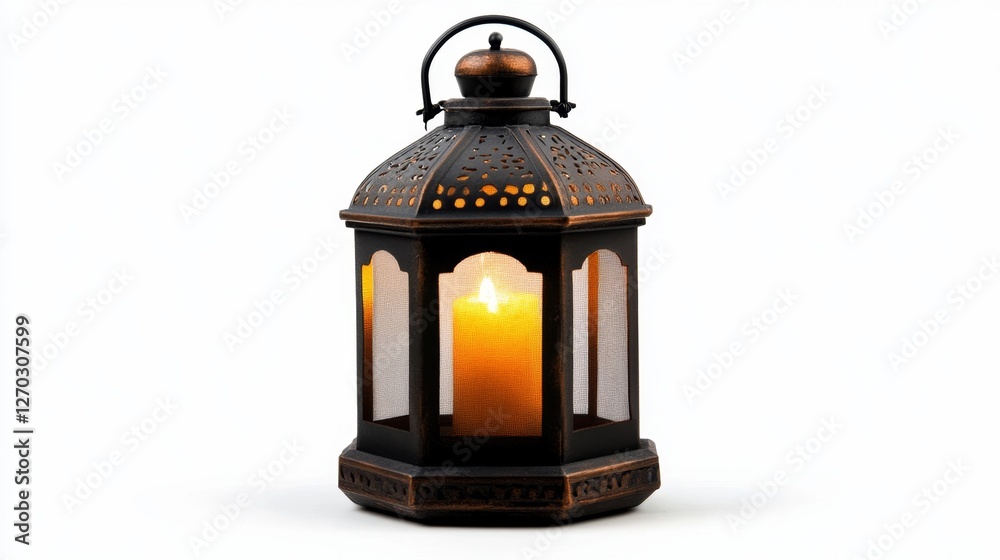 Isolated Lantern with Candle Light on White Background Isolated Lantern with Candle Light on White Background